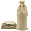 10pcs Jute Wine Bags 1.5L, 16 X 6.7 Inches Hessian Wine Bottle Gift Bags With Drawstring (Brown)