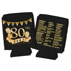80th Birthday Can Cooler Sleeves Pack Of 12- 1943 Sign -80th Anniversary Decorations - Dirty 80th Birthday Party Supplies - Black And Gold Eightieth Birthday Cup Coolers 10 80th Birthday Can Cooler Sleeves Pack Of 12- 1943 Sign -80th Anniversary Decorations - Dirty 80th Birthday Party Supplies - Black And Gold Eightieth Birthday Cup Coolers -KitchenAid Shop 51pZ2oNzHgL