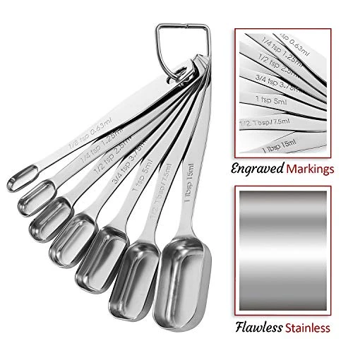 Qillyoper Chefrock Measuring Spoons Set Of 7 Premium 18/8 Stainless Steel For Dry And Liquid, Fits In Spice Jars 5 Qillyoper Chefrock Measuring Spoons Set Of 7 Premium 18/8 Stainless Steel For Dry And Liquid, Fits In Spice Jars - Image 3
