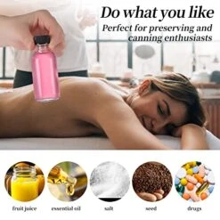 (Pack Of 72) 2oz Small Clear Glass Bottles(60ml) With Lids Boston Round Travel Bottles For Vanilla Hot Sauce Juice Whiskey Liquid Come With 72 Labels,5 Funnels,5 Droppers,1 Brush&Chalk Marker -KitchenAid Shop 51pjVCqVFRL