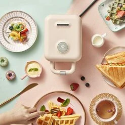 Iven Mini Waffle Maker, 3-in-1 Waffle Maker With Removable Non-Stick Plates, Compact Design, Easy To Clean, Perfect For Individuals, On The Go Breakfast, Lunch, Snack, Pink -KitchenAid Shop 51pmqDRbRZL