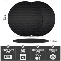 Multi-Purpose Microwave Mat, 12" Silicone Microwave Mats Round, BPA Free Heat Resistant Trivets, Pot Holders, Microwave & Dishwasher Safe (Black, 2Pcs) 19 Multi-Purpose Microwave Mat, 12" Silicone Microwave Mats Round, BPA Free Heat Resistant Trivets, Pot Holders, Microwave & Dishwasher Safe (Black, 2Pcs) -KitchenAid Shop 51pqsgNhUKL