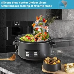 Slow Cooker Divider. Silicone Pot Liner For 6-8QT POTS Reusable Leakproof BPA Free Dishwasher Washable Blue + Gray. 12 Slow Cooker Divider. Silicone Pot Liner For 6-8QT POTS Reusable Leakproof BPA Free Dishwasher Washable Blue + Gray. -KitchenAid Shop 51ptFZnQhqL