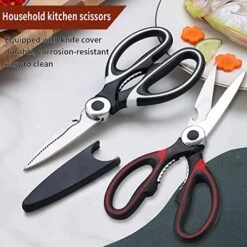 Kitchen Scissors Heavy Duty 2 Pieces, Stainless Steel Sharp Cooking Shears With Cover, Multipurpose Cooking Scissors For Meat Chicken Bone Veg Poultry Fish. Dishwasher Safe Food Scissors -KitchenAid Shop 51pxVcqyltL