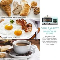 Americana 2 Slice, 9.5" Griddle With Glass Lid 3-in-1 Breakfast Center Station, 4-Cup Coffeemaker, Toaster Oven With 15-Min Timer, Heat Selector Mode, Blue, (EBK8810BL) -KitchenAid Shop 51pyjGWdzRL