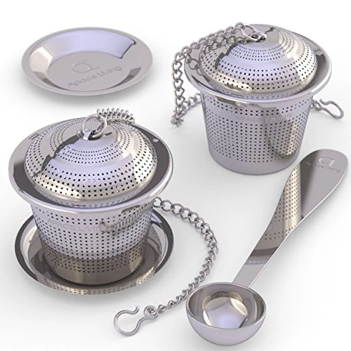 Oose Leaf Tea Infuser (Set Of 2) With Tea Scoop And Drip Dray By Apace - Ultra Fine Stainless Steel Strainer & Steeper For A Superior Brewing Experience 3 Oose Leaf Tea Infuser (Set Of 2) With Tea Scoop And Drip Dray By Apace - Ultra Fine Stainless Steel Strainer & Steeper For A Superior Brewing Experience