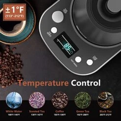 Electric Gooseneck Kettle, Electric Kettle With Heating Base With Buttons And LED Display, Pure Stainless Steel Inner Electric Tea Kettle, 1200W Fast Heating, Pour Over Coffee Kettle, 0.8L -KitchenAid Shop 51q2C1TwQLL