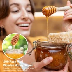 100 Pack Mini 3 Inch Portable Wooden Honey Dipper Sticks For Honey Jar Dispense Drizzle Honey, Wedding Party Favors -KitchenAid Shop 51q5u5I1DBL
