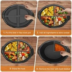Slow Cooker Divider Liner Fit 6 QT Silicone Slow Cooker Liners, 4 In 1 Reusable Slow Cooker Divider, Leakproof & Easy Clean Dishwasher Safe Cooking Liner For 6 Quart Pot (Grey) -KitchenAid Shop 51qTK5aOgKL