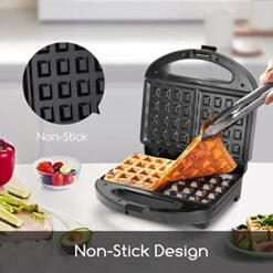 Waffle Maker, Non Stick Waffle Irons, Compact 2 Slice Waffle Makers For Breakfast, Snacks, PFOA Free, ETL Certificated, Black/Silver 10 Waffle Maker, Non Stick Waffle Irons, Compact 2 Slice Waffle Makers For Breakfast, Snacks, PFOA Free, ETL Certificated, Black/Silver -KitchenAid Shop 51qUpP5LIdL