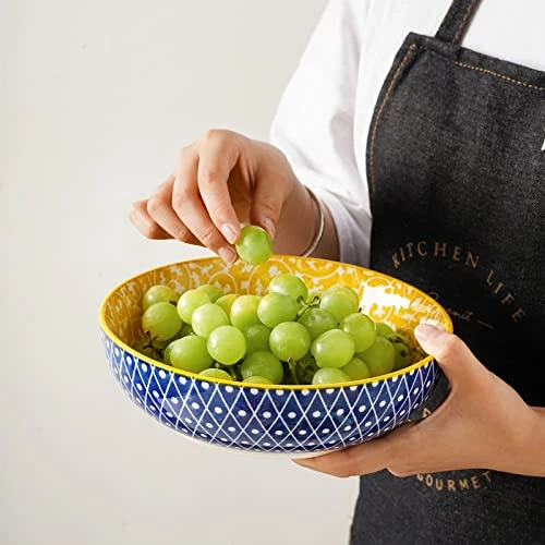 Ceramic 50 Ounce Pasta Bowls Set Of 4, 8.6 Inch Large Salad Bowls, Wide And Shallow Porcelain Soup Bowls, Stackable Serving Bowls, Microwave Dishwasher Safe, Christmas Gift, Assorted Colors 5 Ceramic 50 Ounce Pasta Bowls Set Of 4, 8.6 Inch Large Salad Bowls, Wide And Shallow Porcelain Soup Bowls, Stackable Serving Bowls, Microwave Dishwasher Safe, Christmas Gift, Assorted Colors - Image 3