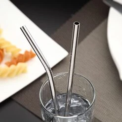 Portable Utensils, Travel Camping Cutlery Set, 8-Piece Including Knife Fork Spoon Chopsticks Cleaning Brush Straws Portable Case, Stainless Steel Flatware Set (Silver) -KitchenAid Shop 51qbWIfUMhL