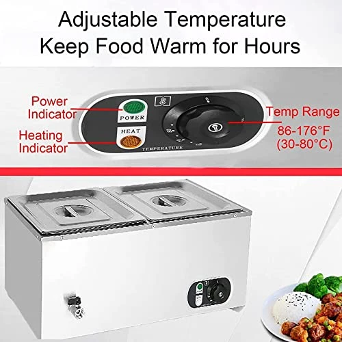 MEHAOC 1500W Food Heater, Buffet Heater, Steam Table Top, Oven Steam Table With Temperature Control, Party, Dining, Restaurant (Color: 2 Loaves) (2 Loaves) 6 MEHAOC 1500W Food Heater, Buffet Heater, Steam Table Top, Oven Steam Table With Temperature Control, Party, Dining, Restaurant (Color: 2 Loaves) (2 Loaves) - Image 4