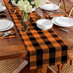 Use Living Fall Buffalo-Check Table Runner, Seasonal Farmhouse Table Runner, 13" W X 70" L, Orange And Black 25 Use Living Fall Buffalo-Check Table Runner, Seasonal Farmhouse Table Runner, 13" W X 70" L, Orange And Black -KitchenAid Shop 51qomzGGVL. AC