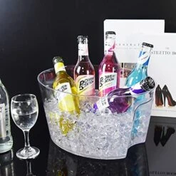 Cedilis 6 Liter Acrylic Ice Bucket, Clear Champagne Bucket Chille, Oval Wine Bucket, Drink Cooler Bucket, Beverage Storage Tub For Champagne, Beer Bottles, Drinks, Bar And Parties -KitchenAid Shop 51qq6buNqfL