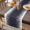 Cotton Fringe Table Runner 14 X 72 In, Farmhouse Gradient Bohemian Woven Tassels Macrame Dinning Table Linen Machine Washable Minimalist Home Decorative (14 In X 72 In, Gradient) -KitchenAid Shop 51qrB3c92fL
