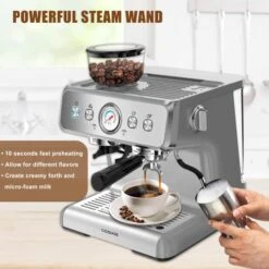 Espresso Machine, Expresso Machines With Grinder, Cappuccino Machine, Stainless Steel 20 Bar Espresso Coffee Maker, Professional Home Barista Espresso Maker With Steamer And 95 Oz Water Tank -KitchenAid Shop 51qu22KTNyL