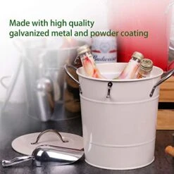Home By Jackie Inc T586 Cream 4L Metal Double Walled Ice Bucket Set With Lid And Scoop -KitchenAid Shop 51qwi2cfNKL