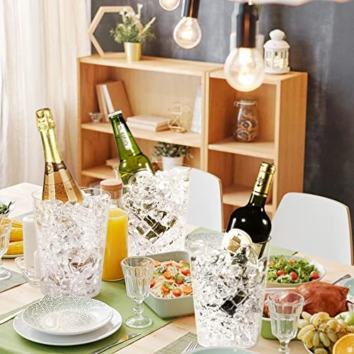 12 Pack Disposable Plastic Ice Bucket For Parties, Gold Glitter Clear Wine Cooler For Wedding, Good As One Large Champagne Chiller Or Classic Wine Bottle Chiller 7 12 Pack Disposable Plastic Ice Bucket For Parties, Gold Glitter Clear Wine Cooler For Wedding, Good As One Large Champagne Chiller Or Classic Wine Bottle Chiller - Image 5