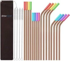 Set Of 16 Reusable Stainless Steel Straws With Travel Case Cleaning Brush Silicone Tips Eco Friendly Extra Long Metal Straws Drinking For 20 24 30 Oz Tumbler 18 Set Of 16 Reusable Stainless Steel Straws With Travel Case Cleaning Brush Silicone Tips Eco Friendly Extra Long Metal Straws Drinking For 20 24 30 Oz Tumbler -KitchenAid Shop 51r R 656jL. AC