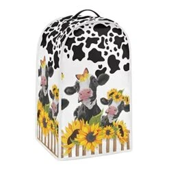 FUIBENG Sunflower Cow Blender Covers Yellow Sunflowers Stand Mixer Dust Covers Stain Resistant Coffee Maker Appliance Organizer Bag Home Kitchen Decor Accessories