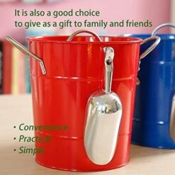 T586 4L Red Metal Double Walled Ice Bucket Set With Lid And Scoop 9 T586 4L Red Metal Double Walled Ice Bucket Set With Lid And Scoop -KitchenAid Shop 51r2p2CTHtL