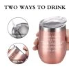 A Wise Woman Once Said Wine Tumbler For Women, Stainless Steel Wine Tumbler For Friends Coworker Divorce Retirement, 12 Oz Insulated Tumbler With Lid And Straw, Rose Gold