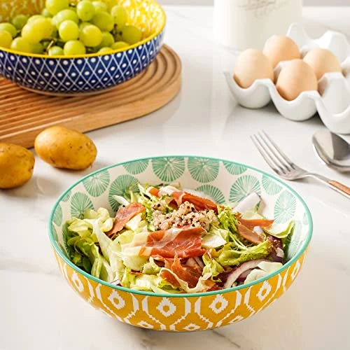 Ceramic 50 Ounce Pasta Bowls Set Of 4, 8.6 Inch Large Salad Bowls, Wide And Shallow Porcelain Soup Bowls, Stackable Serving Bowls, Microwave Dishwasher Safe, Christmas Gift, Assorted Colors 4 Ceramic 50 Ounce Pasta Bowls Set Of 4, 8.6 Inch Large Salad Bowls, Wide And Shallow Porcelain Soup Bowls, Stackable Serving Bowls, Microwave Dishwasher Safe, Christmas Gift, Assorted Colors - Image 2