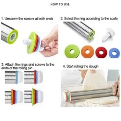 17'' Adjustable Rolling Pin Stainless Steel And 24"x16" Silicone Pastry Baking Mat Set，Adjustable Size Rolling Pin With Thickness Rings, Baking Tools For Making Pizza, Cookies, Fudge, Cakes, Pasta -KitchenAid Shop 51rAUbNVnJL