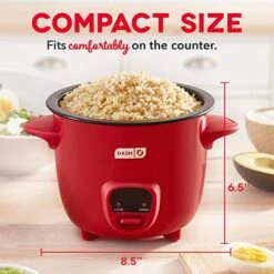 Dash Ash DRCM200GBRD04 Mini Rice Cooker Steamer With Removable Nonstick Pot, Keep Warm Function & Recipe Guide, Red & DMW001RD Mini Maker, 4 Inch, Red 11 Dash Ash DRCM200GBRD04 Mini Rice Cooker Steamer With Removable Nonstick Pot, Keep Warm Function & Recipe Guide, Red & DMW001RD Mini Maker, 4 Inch, Red -KitchenAid Shop 51rCfYqf2oL