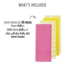 Premium 100pcs Disposable Drinking Paper Straws (Lemonade Stand)