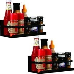 YCOCO Spice Rack For Refrigerator,Single Tier Refrigerator Spice Storage Shelf,Easy To Install The Side Of Refrigerator Can Hold Spices,Salt,Pepper,Space Saving Black Pack Of 2 -KitchenAid Shop 51rH7UJwLWL. AC