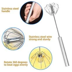 Danish Dough Whisk Bread Mixer&Egg Whisk Kits, 2 Pack Premium Stainless Steel Dutch Whisk & 1 Pack Hand Push Rotary Whisk Blender Pastry Or Pizza Dough Whisk, With A Dough Scraper For Bread -KitchenAid Shop 51rHky0qzJL