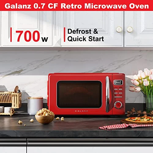 GLCMKZ07RDR07 Retro Countertop Microwave Oven.7 Cu Ft, Red & Galanz Retro Electric Kettle With Heat Resistant Handle And Cordless Pour, Automatic Shut-Off, 1.7 L, Red 4 GLCMKZ07RDR07 Retro Countertop Microwave Oven.7 Cu Ft, Red & Galanz Retro Electric Kettle With Heat Resistant Handle And Cordless Pour, Automatic Shut-Off, 1.7 L, Red - Image 2