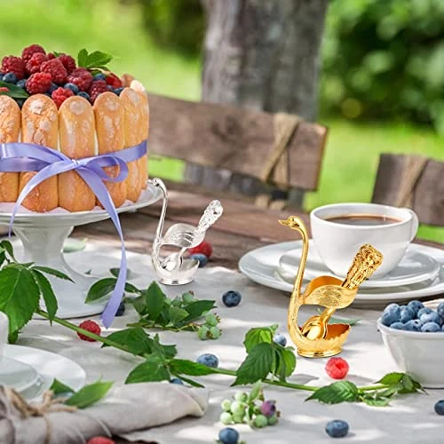 Coffee Spoon Set With Swan Base Holder,Delicate Spoons,Metal Coffee Spoon Organizer With 6pcs Metal Creative Coffee Dessert Sugar Ice Cream Spoons For Stirring Mixing Dessert Ice Cream Coffee Teaspoon 5 Coffee Spoon Set With Swan Base Holder,Delicate Spoons,Metal Coffee Spoon Organizer With 6pcs Metal Creative Coffee Dessert Sugar Ice Cream Spoons For Stirring Mixing Dessert Ice Cream Coffee Teaspoon - Image 3