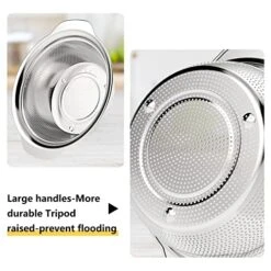 18/8 Stainless Steel Colander, POJORY Easy Grip Micro-Perforated, Strainer With Integrated Design Handles, Colander For Washing Vegetables, Fruit And Draining Cooked Pasta-2 Pack Colander (5-Quart) -KitchenAid Shop 51rQOoms0cL