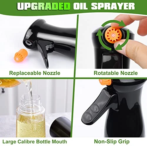 Il Sprayer For Cooking, Upgraded Olive Oil Sprayer Bottle, Air Fryer Accessories, Oil Mister For Air Fryer, 7oz/200ml Oil Vinegar Spritzer, Kitchen Gadgets For Salad, BBQ, Roasting (Black) 8 Il Sprayer For Cooking, Upgraded Olive Oil Sprayer Bottle, Air Fryer Accessories, Oil Mister For Air Fryer, 7oz/200ml Oil Vinegar Spritzer, Kitchen Gadgets For Salad, BBQ, Roasting (Black) - Image 6