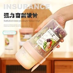 MBETA Double Plastic Salad Cup With Spoon Lid Breakfast Salad Cup With Fork Sealed Students Out And About Portable Light Food -KitchenAid Shop 51rWE5Nm3JL