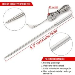 TP21 Wireless Meat Thermometer For Grilling And Smoking, BBQ Thermometer For Cooking, Food Grill Thermometer With 8.5' Meat Probe, Smoker Thermometer With Alert & Timer, LCD Backlit Screen -KitchenAid Shop 51raVwIYNvL