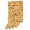 Destination Indiana State Shaped Serving And Cutting Board, Includes Hang Tie For Wall Display