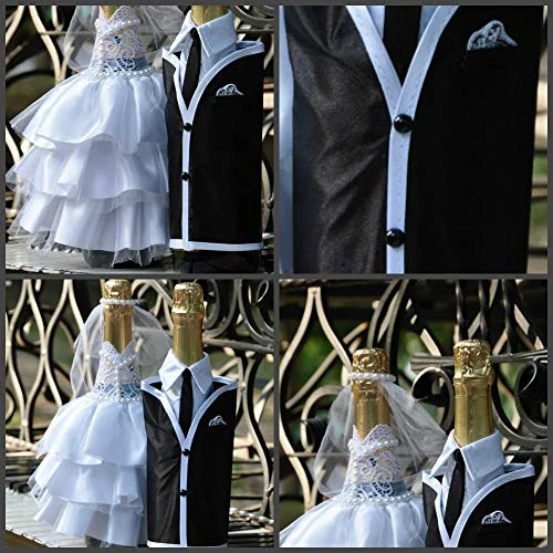Bride And Groom Wine Bottle Covers- Wine Bottle Dress-up For Weddings- Wedding Gifts For The Couple- Fun Wine Bottle Covers- Wedding Centerpieces Decorations- Wine Décor- Wine Accessories (white) 7 Bride And Groom Wine Bottle Covers- Wine Bottle Dress-up For Weddings- Wedding Gifts For The Couple- Fun Wine Bottle Covers- Wedding Centerpieces Decorations- Wine Décor- Wine Accessories (white) - Image 5