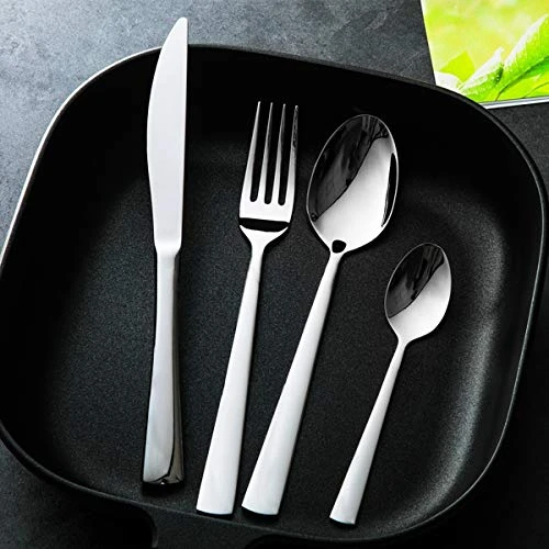 Ilverware Set,MASSUGAR 20-Piece Silverware Flatware Cutlery Set, Stainless Steel Utensils Service For 4, Include Knife/Fork/Spoon, Mirror Polished (Silver) 7 Ilverware Set,MASSUGAR 20-Piece Silverware Flatware Cutlery Set, Stainless Steel Utensils Service For 4, Include Knife/Fork/Spoon, Mirror Polished (Silver) - Image 5