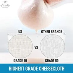 Grade 90 Cheesecloth - Unbleached & Reusable Ultra Fine Cheese Cloth - Pure Cotton Food Grade Cheese Cloths For Cooking, Straining, Basting, Making Cheese, Decoration And More (2 Yard) -KitchenAid Shop 51rw2b5zMuL