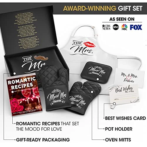 DELUXY Mr And Mrs Aprons - Wedding Gifts For Couple Unique 2023, Cool Bridal Shower Gifts For Bride & Groom, Engagement Gifts 4 DELUXY Mr And Mrs Aprons - Wedding Gifts For Couple Unique 2023, Cool Bridal Shower Gifts For Bride & Groom, Engagement Gifts - Image 2