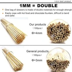 6" Natural Bamboo Skewers For BBQ，Appetiser，Fruit，Cocktail，Kabob，Chocolate Fountain，Grilling，Barbecue，Kitchen，Crafting And Party. Φ=4mm, More Size Choices 8"/10"/12"/14"/16"/30"(100 PCS) -KitchenAid Shop 51s0zuf4q6L