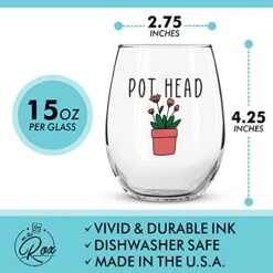 Succulent Plant Cactus Wine Gifts For Women- Set Of 4 Funny Wine Glasses 15oz - Plant Lover Gift Mug - What The Fucculent- Crazy Plant Lady Glass Tumbler - Stemless Glasses Housewarming Gift -KitchenAid Shop 51s3jEXlhFL