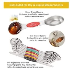 Stainless Steel Measuring Cups And Spoons Set Of 15 - Includes 7 Nesting Metal Measuring Cups, 8 Magnetic Measuring Spoons Set - Ideal Kitchen Gadgets For Cooking And Baking Needs -KitchenAid Shop 51s7i9HTqRL