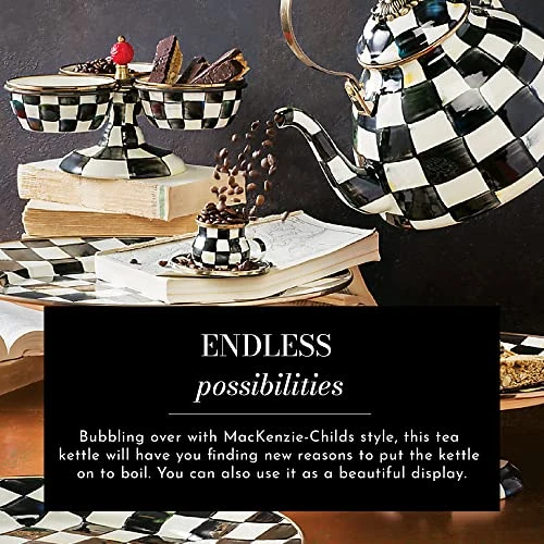 AcKenzie-Childs Courtly Check Enamel Tea Kettle, Decorative Tea Kettle, 3-Quart Capacity 3 AcKenzie-Childs Courtly Check Enamel Tea Kettle, Decorative Tea Kettle, 3-Quart Capacity