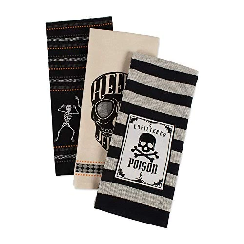 Happy Halloween Dishtowel Collection Embellished Cotton Kitchen Hand Towel Set, 18x28, Skeleton, 3 Count 5 Happy Halloween Dishtowel Collection Embellished Cotton Kitchen Hand Towel Set, 18x28, Skeleton, 3 Count - Image 3