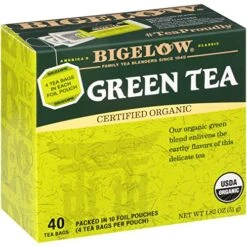 Bigelow Tea Organic Green Teabags Box, Caffeinated, 40 Count (Pack Of 6)